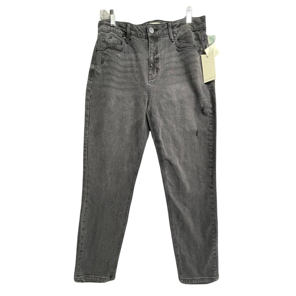 Unpublished Sz 30 Debbie Slim Mom Fit Black Grunge Cropped Tapered Leg Jeans